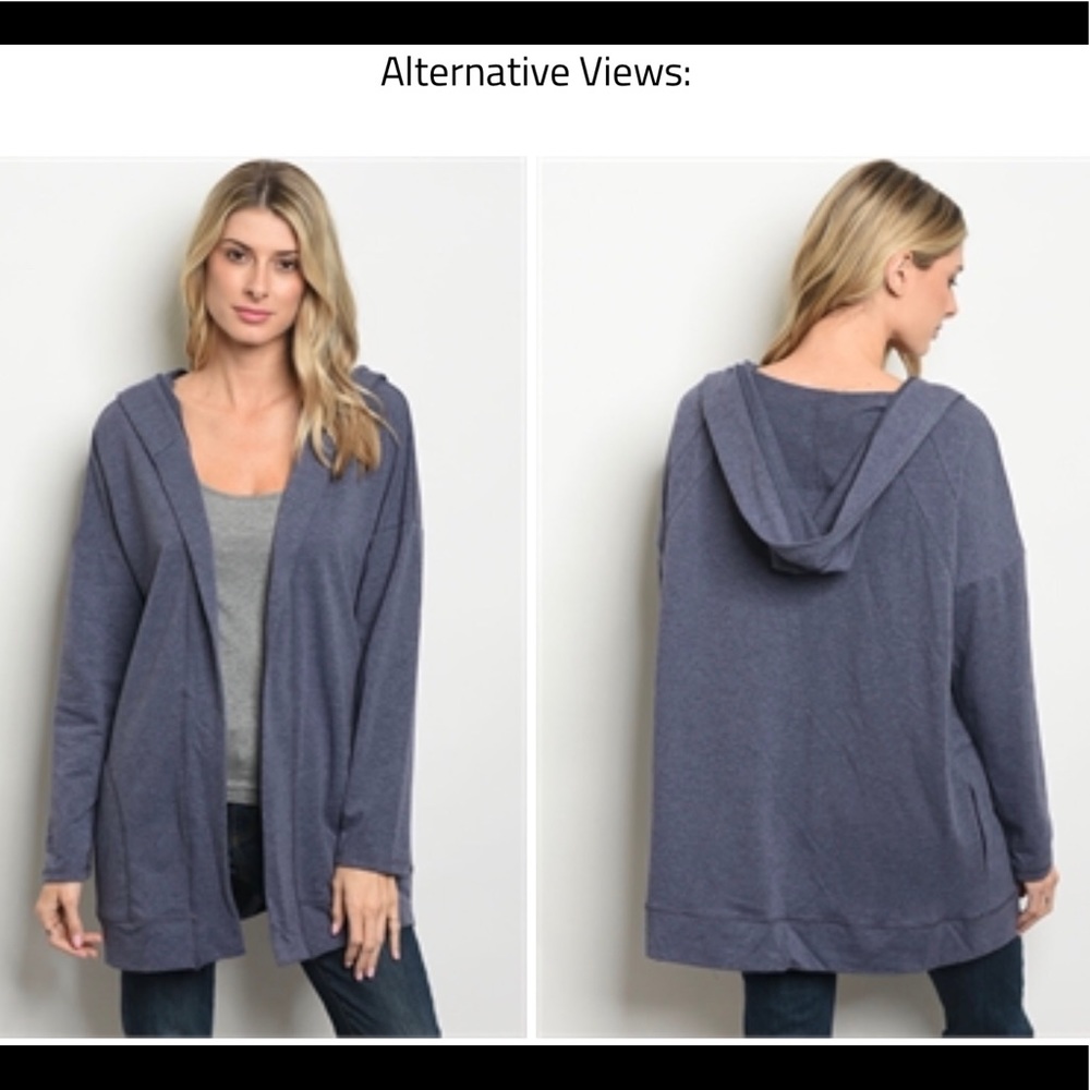 Open Front Hoodie Cardigan - Picture 2 of 3